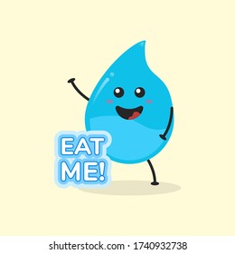 Cute Flat Cartoon Water Drop Illustration. Vector illustration of cute water drop with smilling expression. Cute water mascot design
