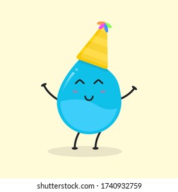 Cute Flat Cartoon Water Drop Illustration. Vector illustration of cute water drop with smilling expression. Cute water mascot design