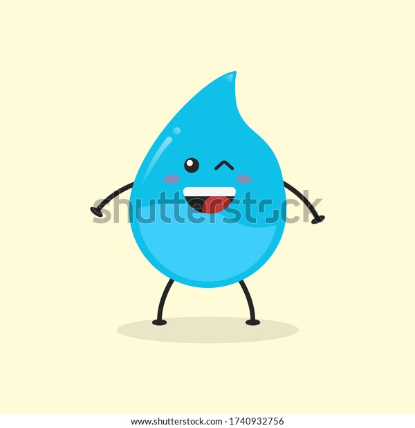 Cute Flat Cartoon Water Drop Illustration Stock Vector (Royalty Free ...