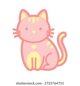 Cute Flat Cat Clipart with Heart Decoration