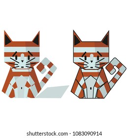 Cute flat cat in two versions