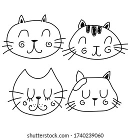 arte de la ilustración para gatos planos adorables 