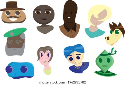 Cute flat character in headshot and upper body style