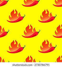 Pimenta plana bonito padrão sem emenda no estilo de desenho animado doodle, apresentando capsicum vermelho vibrante e elementos de páprica picante, perfeito para embalagem de alimentos, papel de parede, impressões decorativas e design de vetor culinário