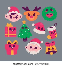 Cute Flat Christmas Element Collection