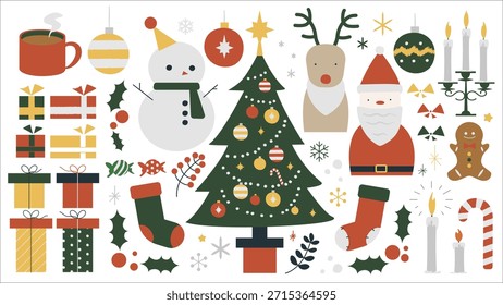 Conjunto de iconos de Navidades planas lindas