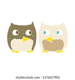 cute flat color illustration of owls