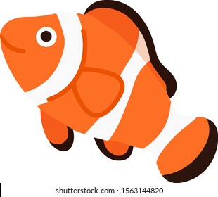 Cute flat color orange Clownfish