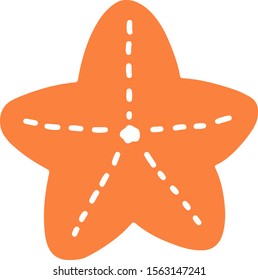 Cute flat color orange starfish
