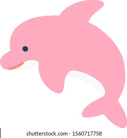 Cute flat color pink Dolphin