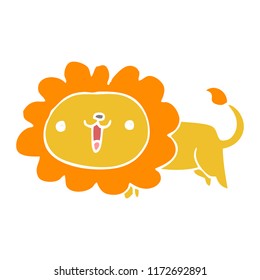 cute flat color style cartoon lion