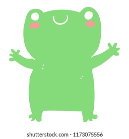 cute flat color style cartoon frog
