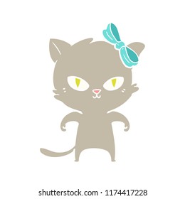 cute flat color style cartoon cat
