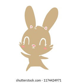 cute flat color style cartoon rabbit dancing