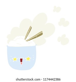 cute flat color style cartoon hot rice bowl