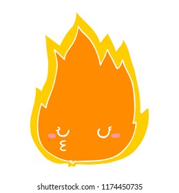 Cute Flat Color Style Cartoon Fire