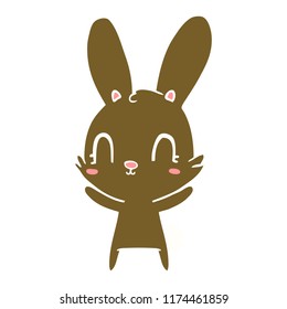 cute flat color style cartoon rabbit