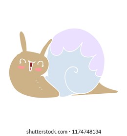 cute flat color style cartoon snail