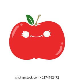 cute flat color style cartoon apple