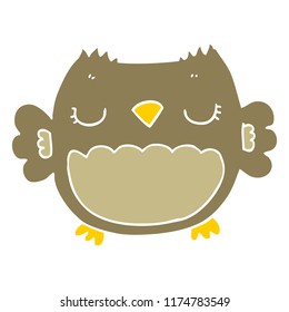 cute flat color style cartoon owl