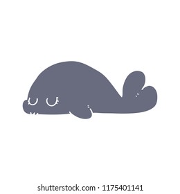 cute flat color style cartoon seal