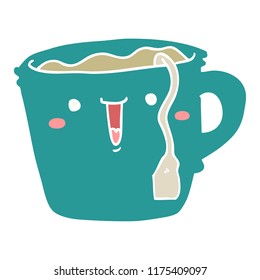 cute flat color style cartoon coffee cup