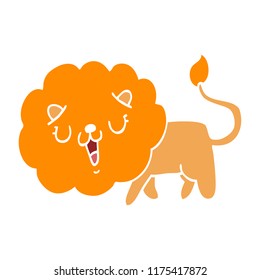 lindo león de dibujos animados de color plano