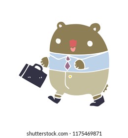 cute flat color style cartoon business bear