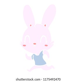 cute flat color style cartoon rabbit running