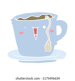 cute flat color style cartoon cup and saucer
