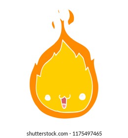cute flat color style cartoon flame