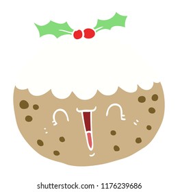 cute flat color style cartoon christmas pudding