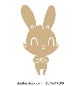 cute flat color style cartoon rabbit