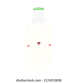 cute flat color style cartoon milk bottle