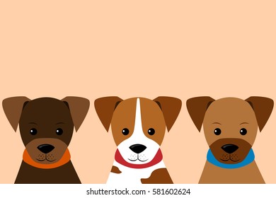 cute flat colorful dogs portrait pattern on background