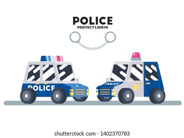 cute flat cop police car vector