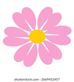 Süße flache Daisy-Stil Blume in Rosa und Gelb, ideal für Kinder und Kawaii 