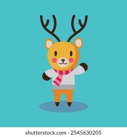 Cute Flat design Christmas Animal.