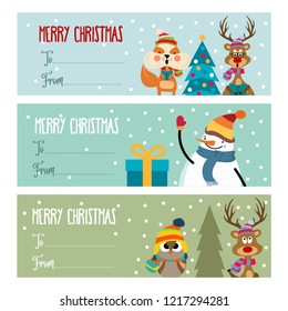Cute flat design Christmas labels collection for presents. Vector