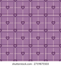 Lindo diseño plano en forma de corazón de tartán patrón de Fondo de pantalla sin fisuras de fondo