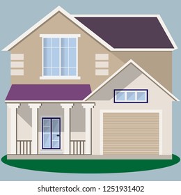 Cute flat design house with garage vector illustration