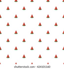 Cute flat design watermelon slices seamless pattern background.
