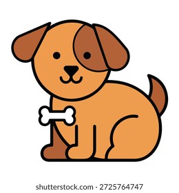 Clipart de perro plano lindo con elemento de hueso