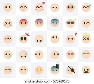 Cute flat emoji emoticon icons set