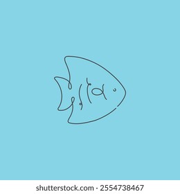 Cute flat fish line drawing flat vector design