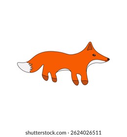 Ilustração de vetor de raposa plana bonito - animal de floresta de desenhos animados laranja