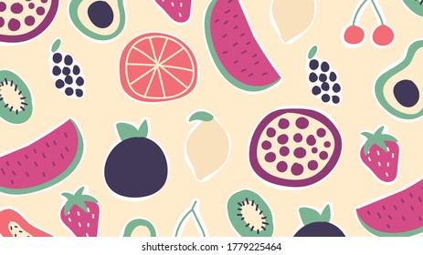cute and flat fruit background