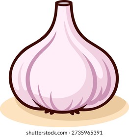 Cute flat garlic bulb ingredient vector illustration isolated on white background.