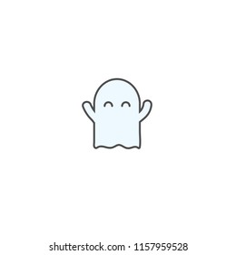 Cute flat ghost sticker isolated on white background