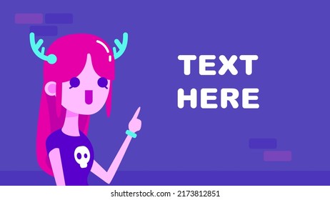 Cute Flat Girl Explaining or Presenting Something Vector Illustration